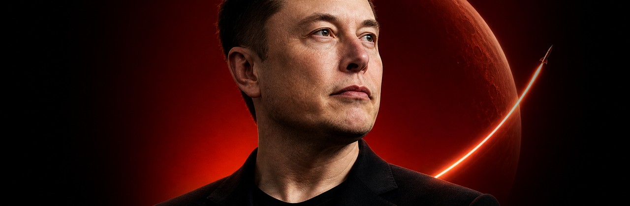 Header dedicado do Blog V4 sobre A Estratégia de Elon Musk que o mantém líder entre bilionários